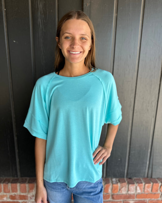 Aqua Oversized Relaxed Fit Terry Top
