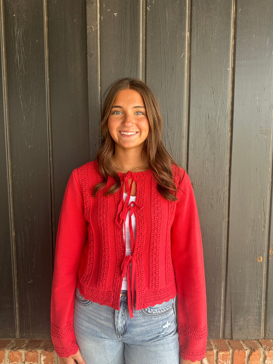 Antique Coral Knitted Sweater Cardigan