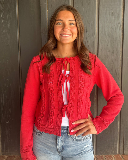 Antique Coral Knitted Sweater Cardigan