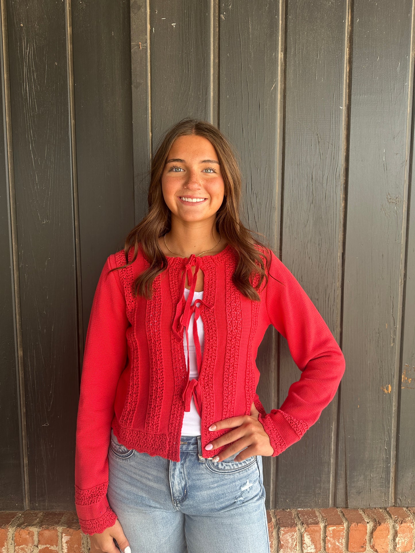 Antique Coral Knitted Sweater Cardigan
