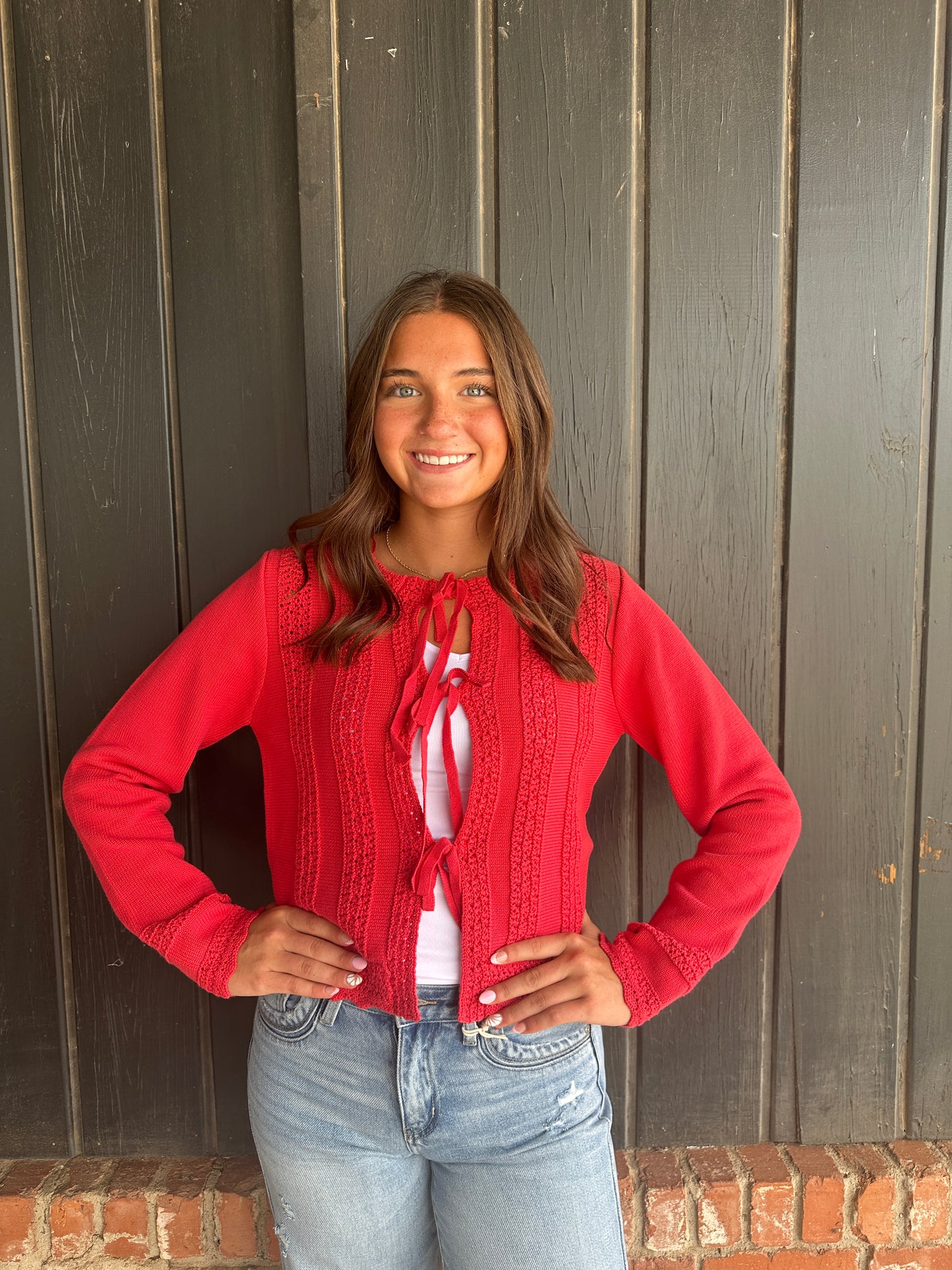 Antique Coral Knitted Sweater Cardigan