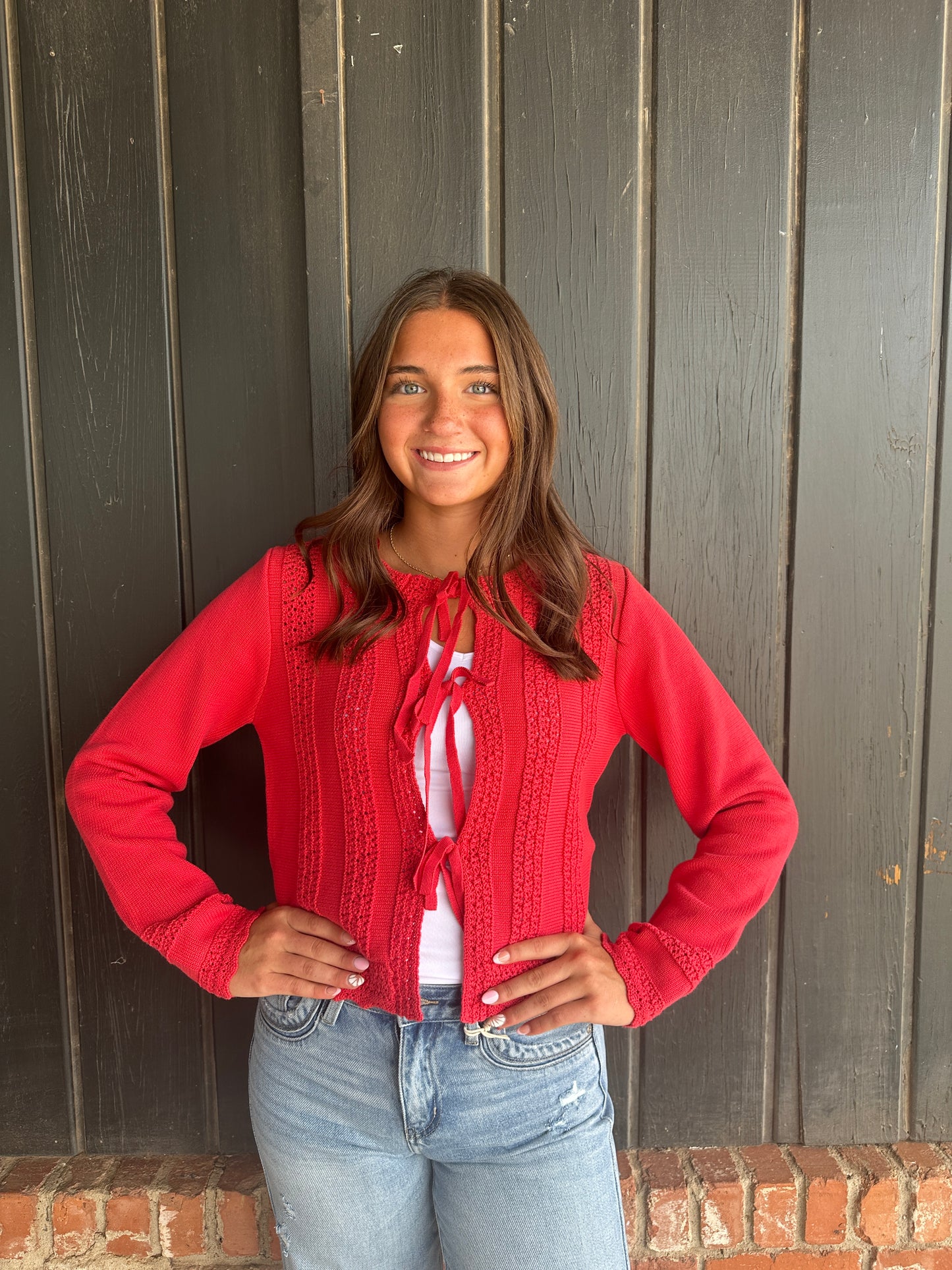 Antique Coral Knitted Sweater Cardigan