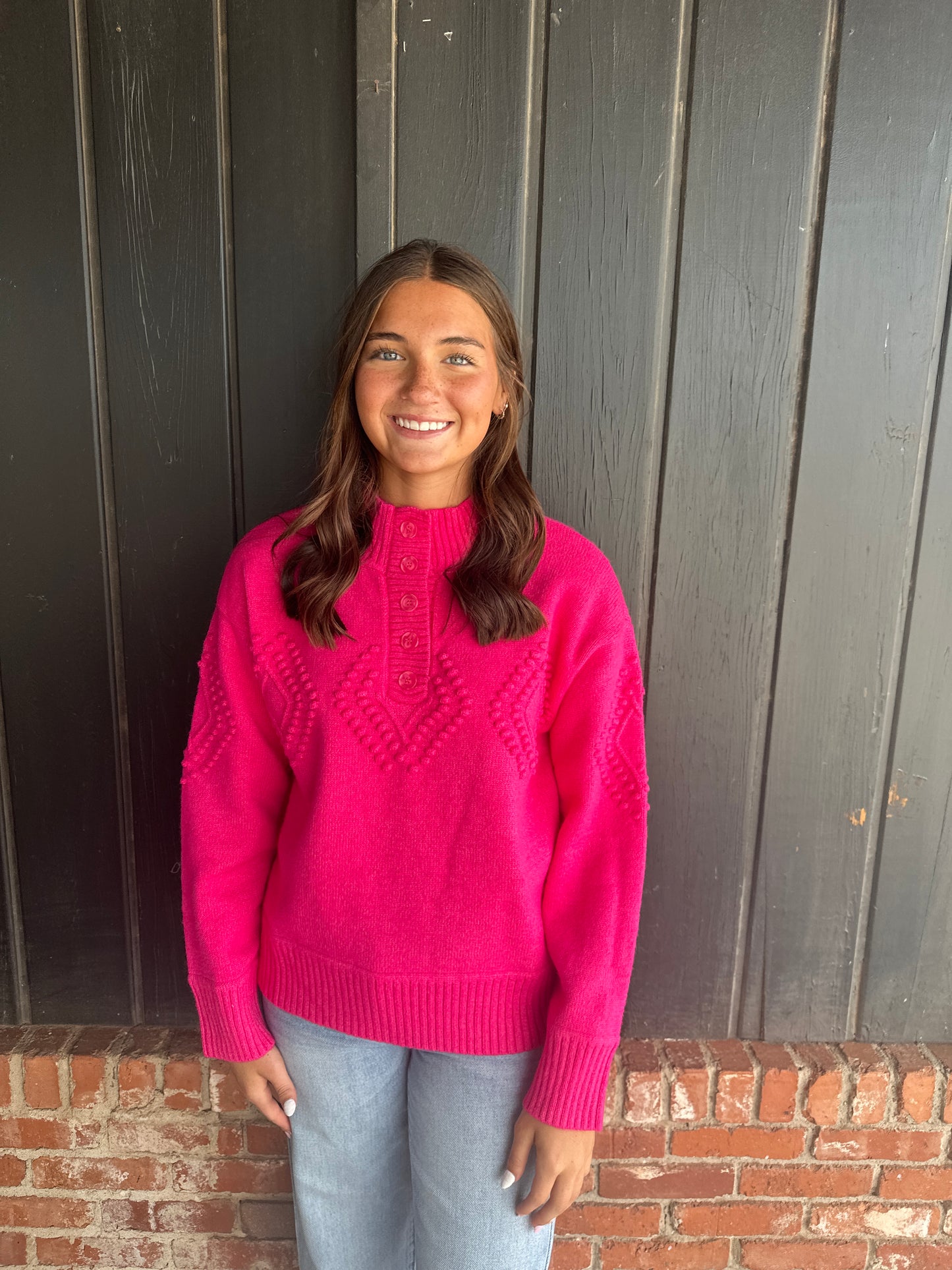 Hot Pink Diamond textured sweater