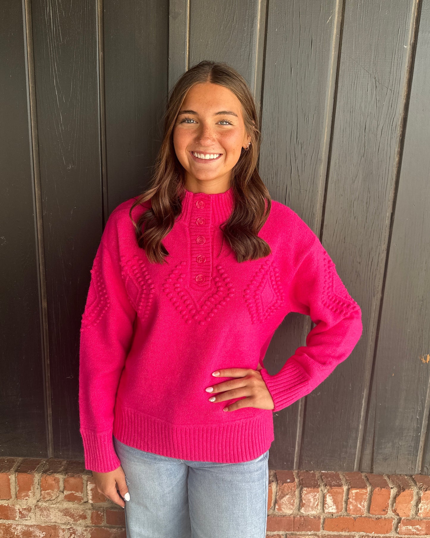 Hot Pink Diamond textured sweater