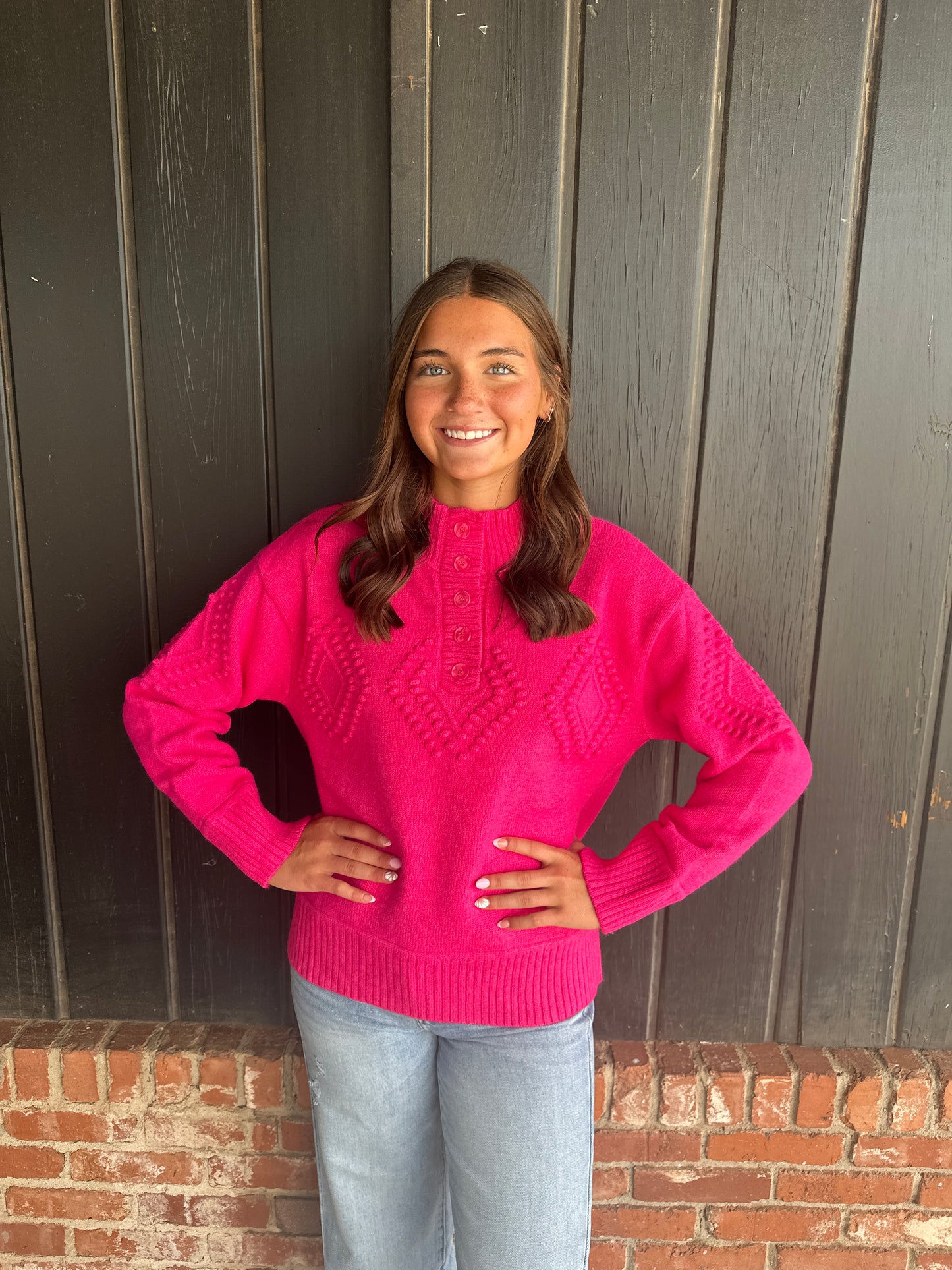 Hot Pink Diamond textured sweater