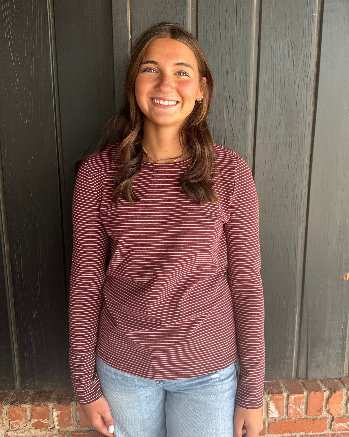 Burgundy Crew Neck Basic long sleeve