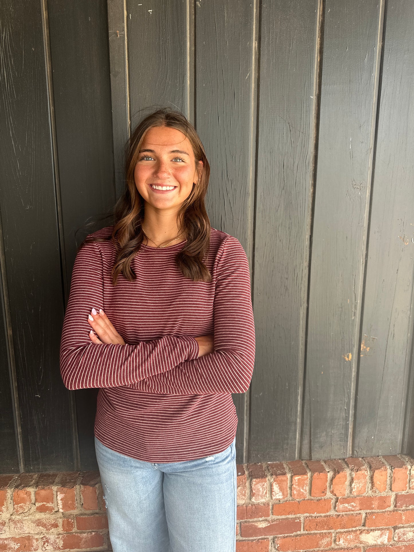 Burgundy Crew Neck Basic long sleeve