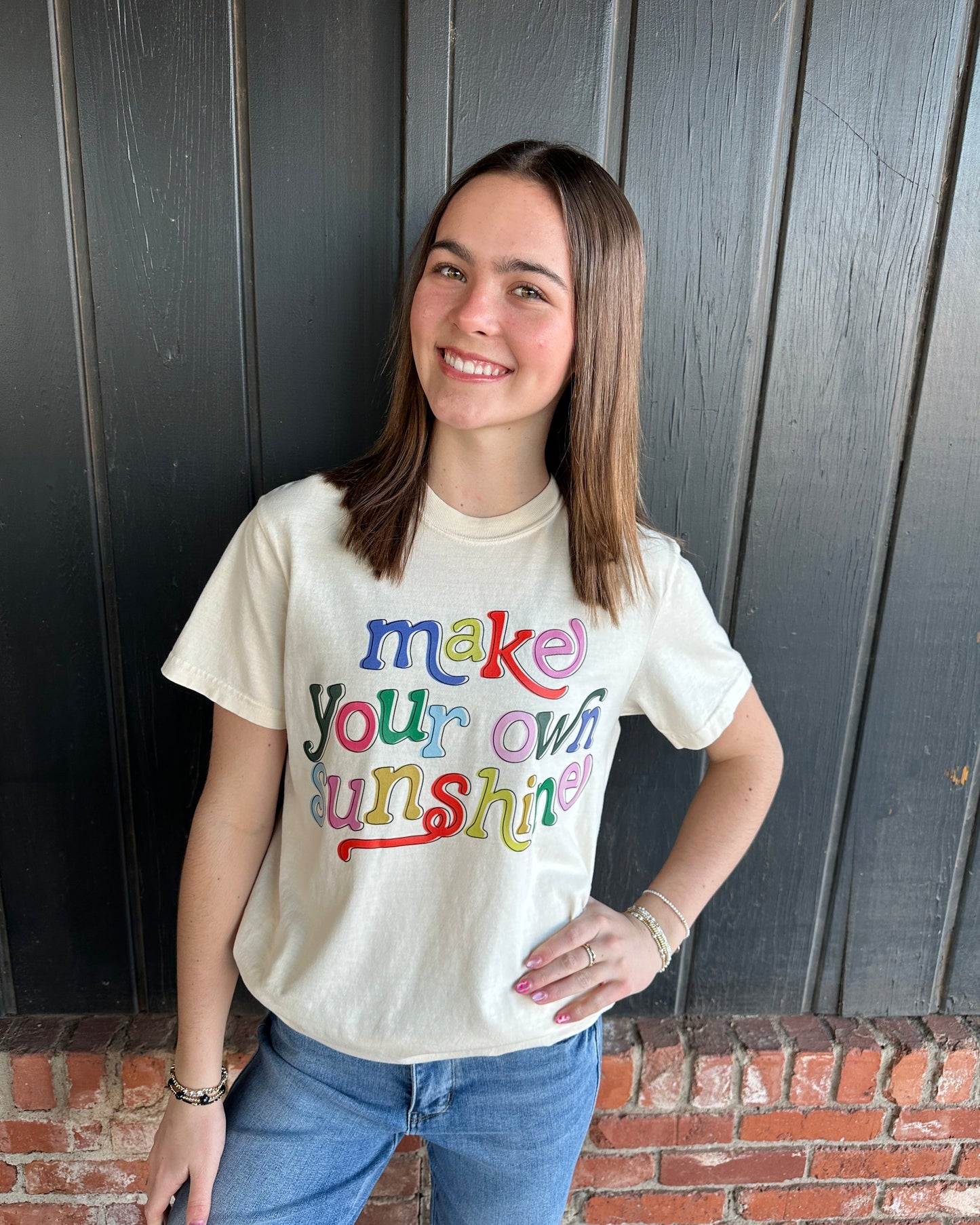 Make Your Own Sunshine Graphic Tee - Ivory / Multicolor