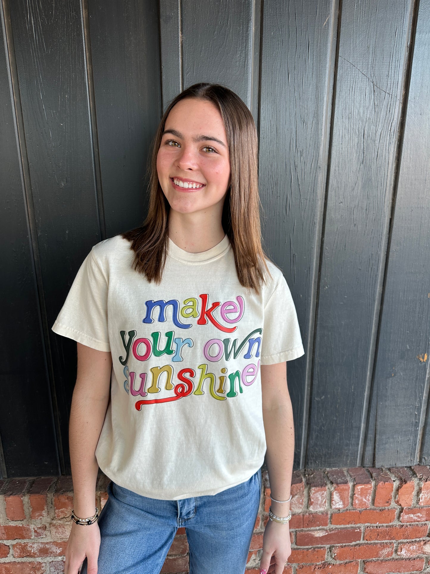 Make Your Own Sunshine Graphic Tee - Ivory / Multicolor