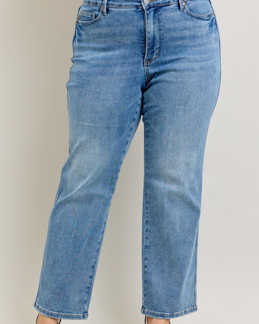 Judy Blue Tummy Control Vintage Wash Straight - Plus