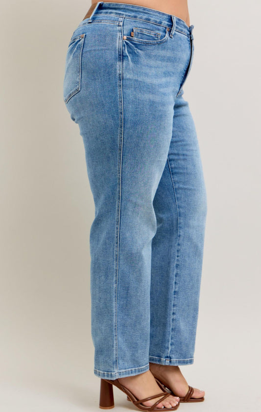 Judy Blue Tummy Control Vintage Wash Straight - Plus