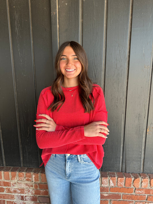 Ruby Ribbed Long Sleeve Top