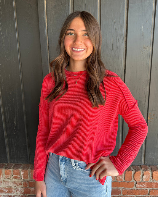Ruby Ribbed Long Sleeve Top