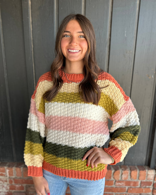 Stripes Color Block Chunky Sweater Pullover