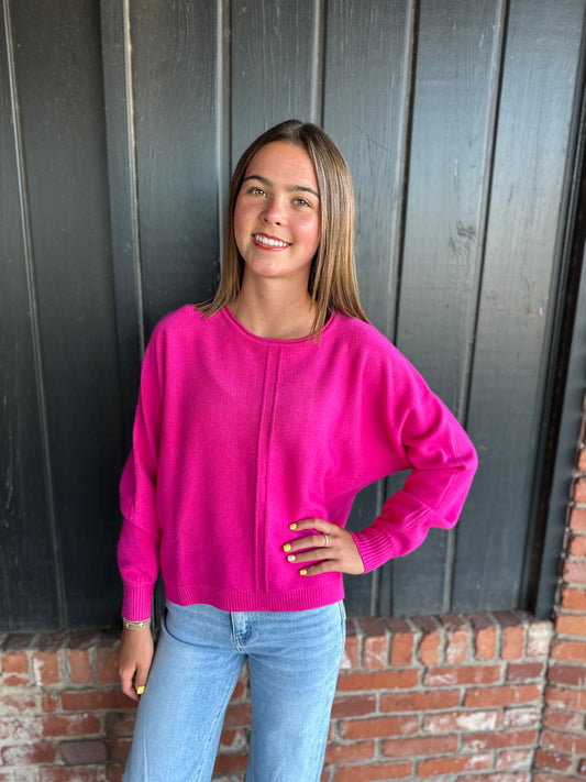 Hot Pink Front Seam Sweater