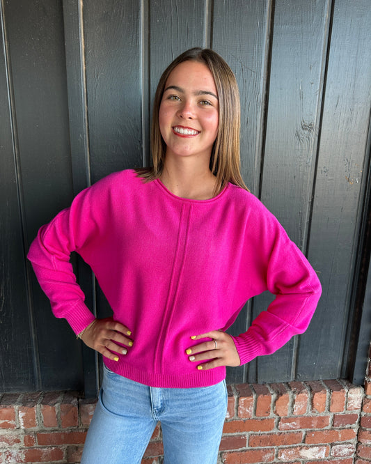 Hot Pink Front Seam Sweater