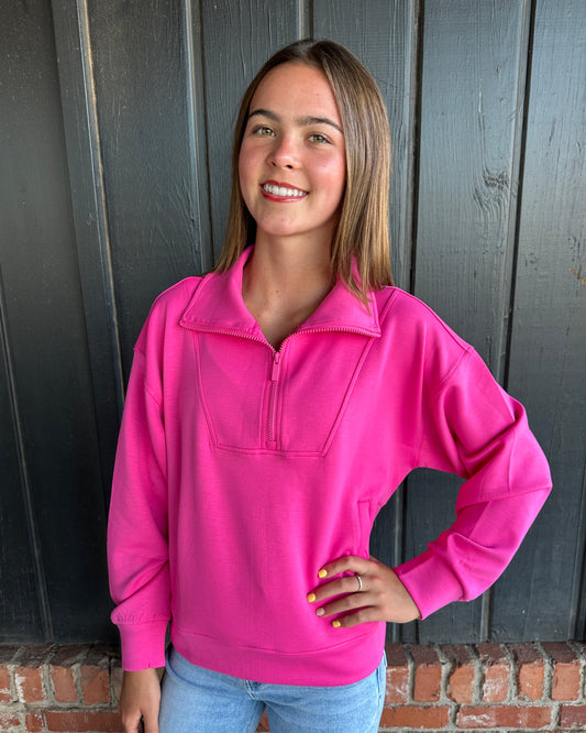 Bright Pink Half Zip Pullover