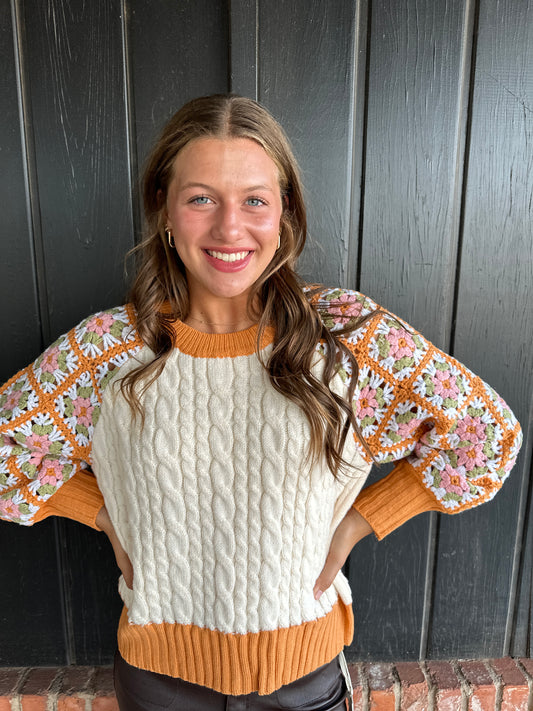 Handmade Granny Square Raglan sleeve sweater