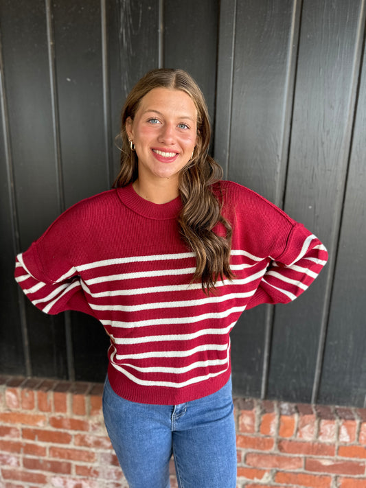 Burgundy Stripe Sweater