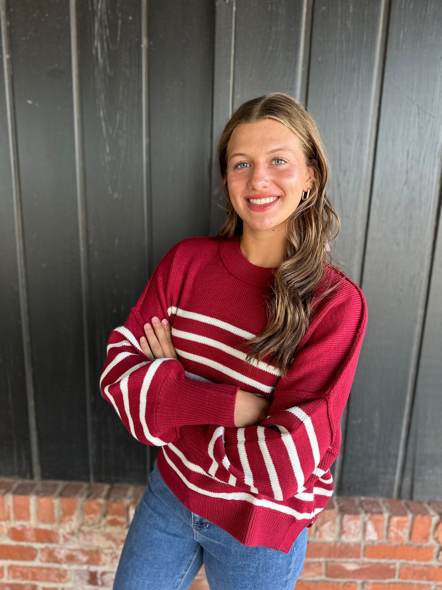 Burgundy Stripe Sweater