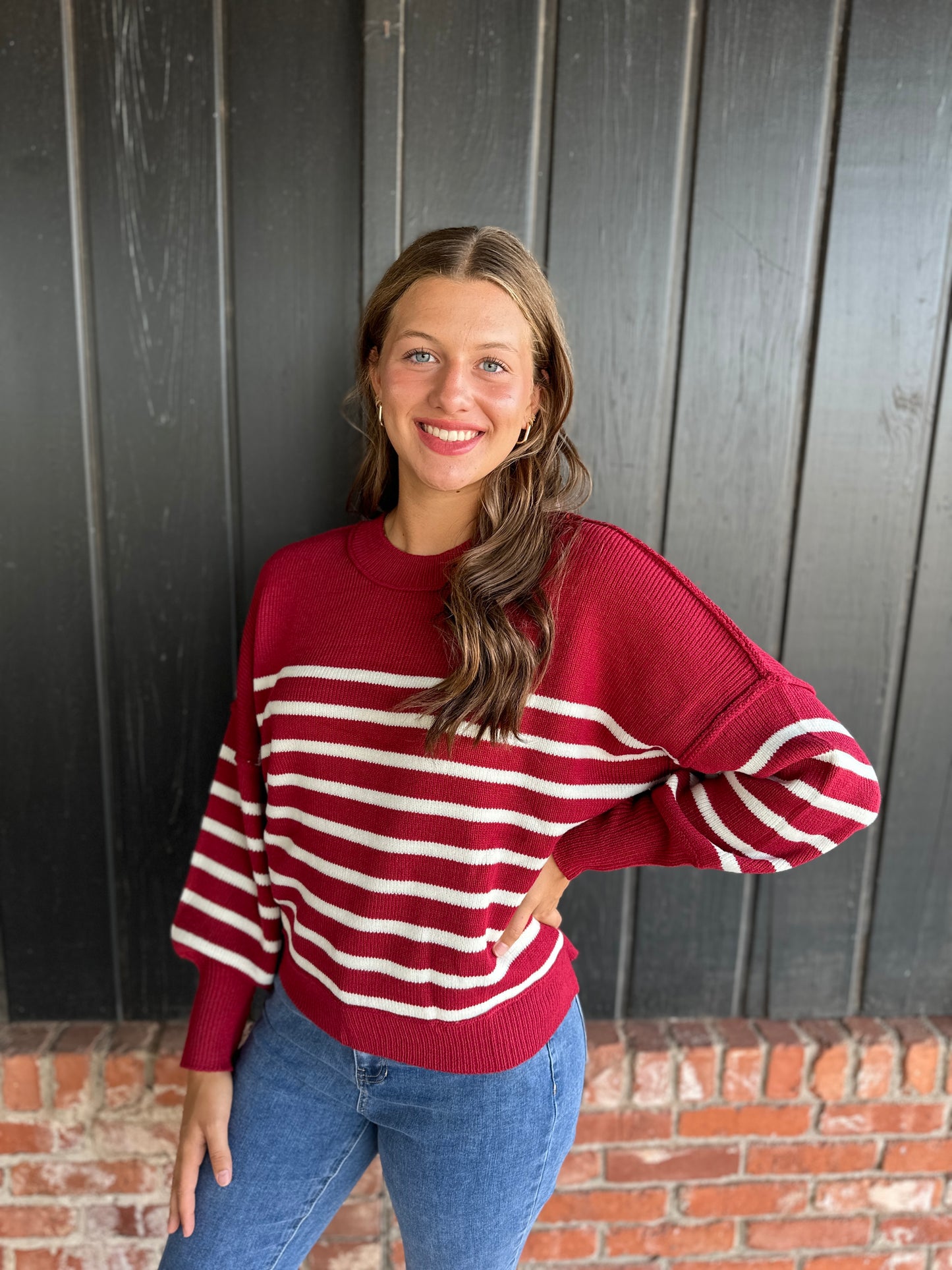 Burgundy Stripe Sweater