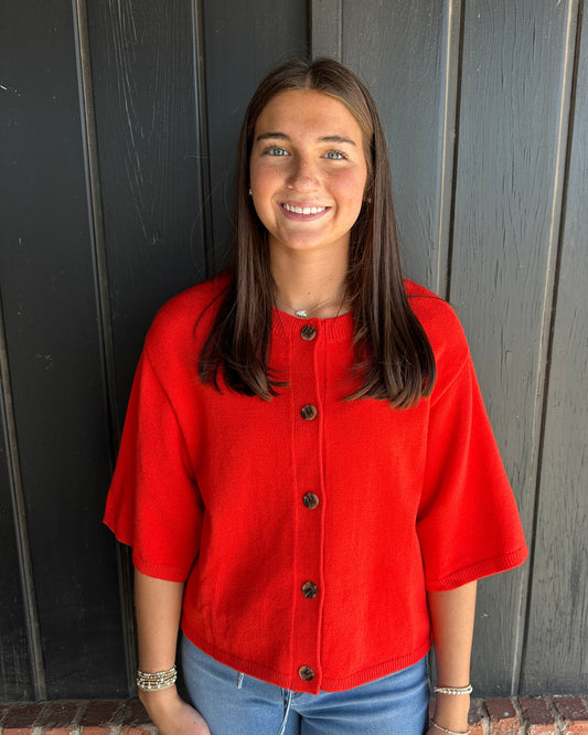 Tomato Red Button down Cardigan