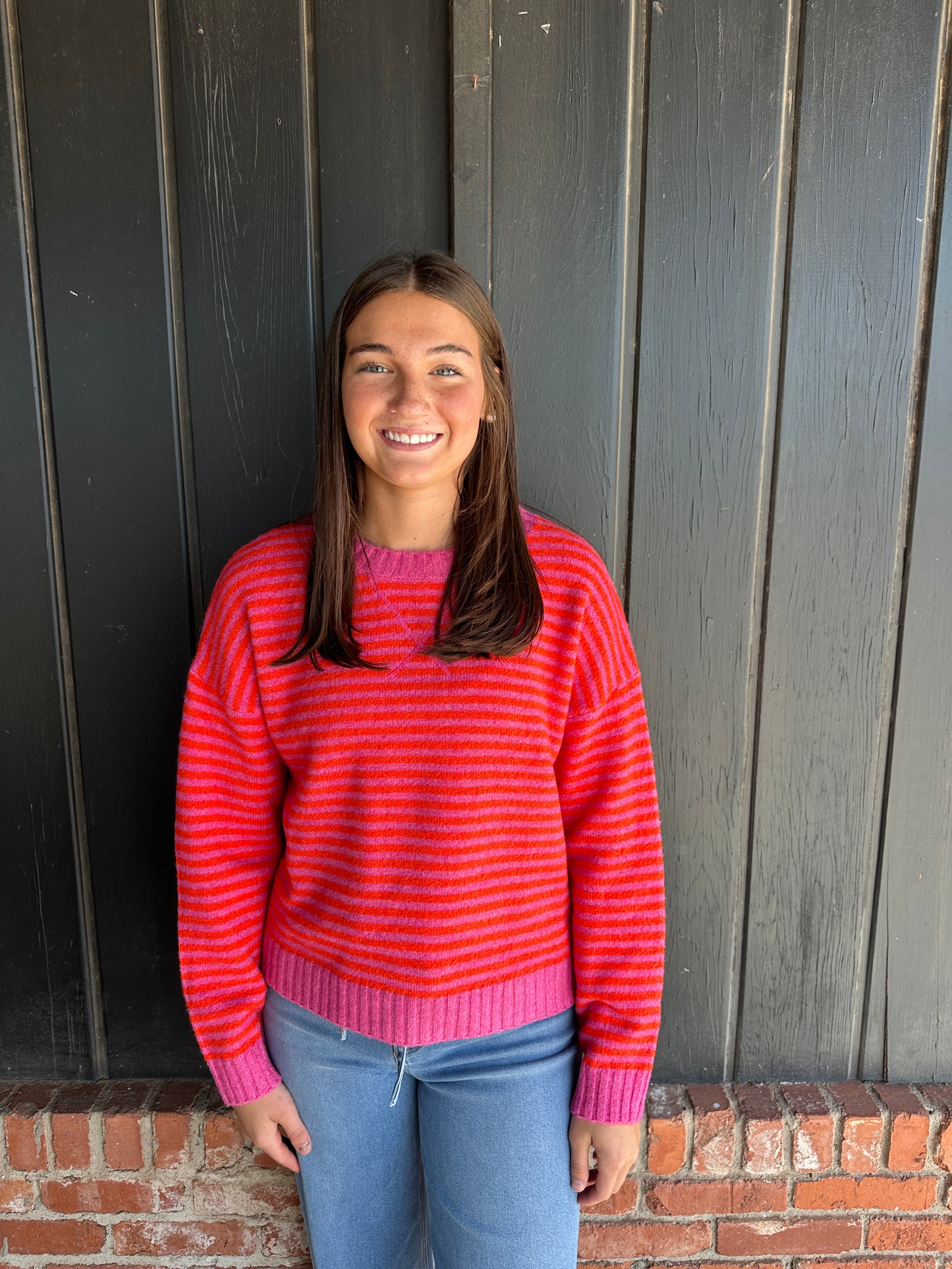 Bright Pink Stripe Sweater