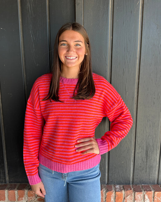 Bright Pink Stripe Sweater