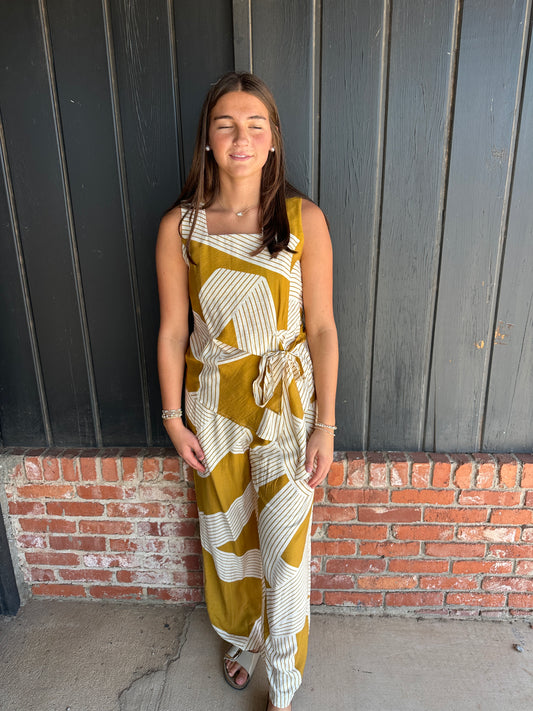 Mustard Print Sleeveless Top