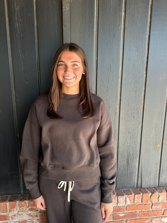 Expresso Cloudwalk Balloon Sleeve Fleece Crewneck