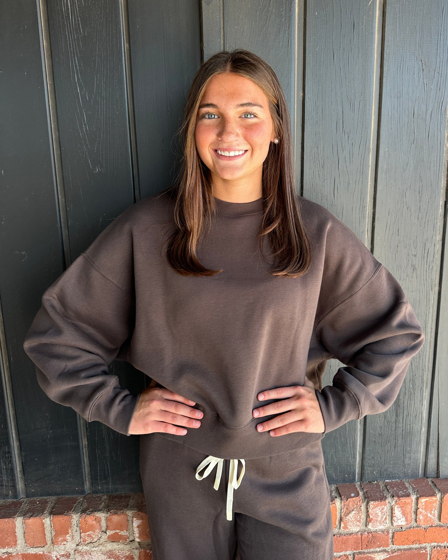 Expresso Cloudwalk Balloon Sleeve Fleece Crewneck