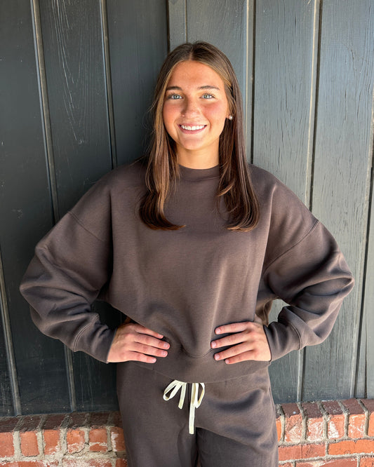 Expresso Cloudwalk Balloon Sleeve Fleece Crewneck