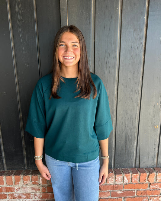 Teal 3/4 Raglan Sleeve Top