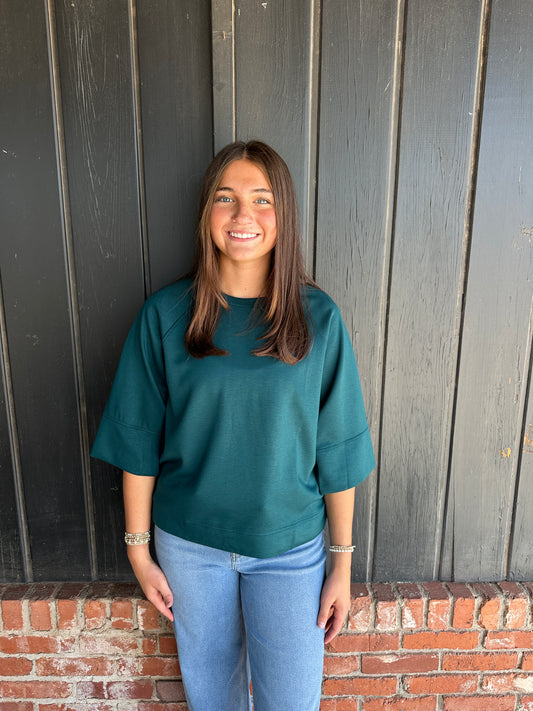 Teal 3/4 Raglan Sleeve Top