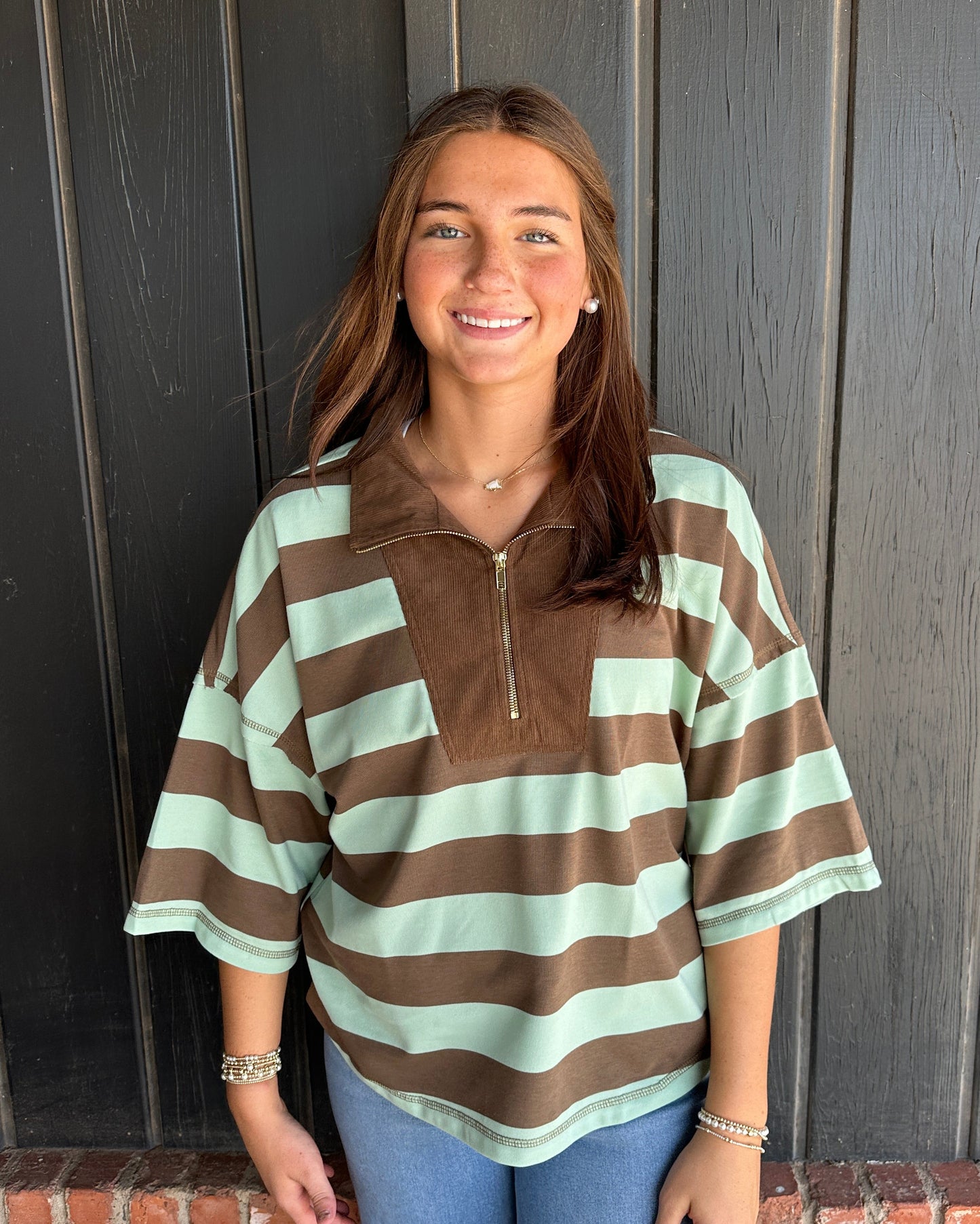 Brown/Sage Quarter Zip