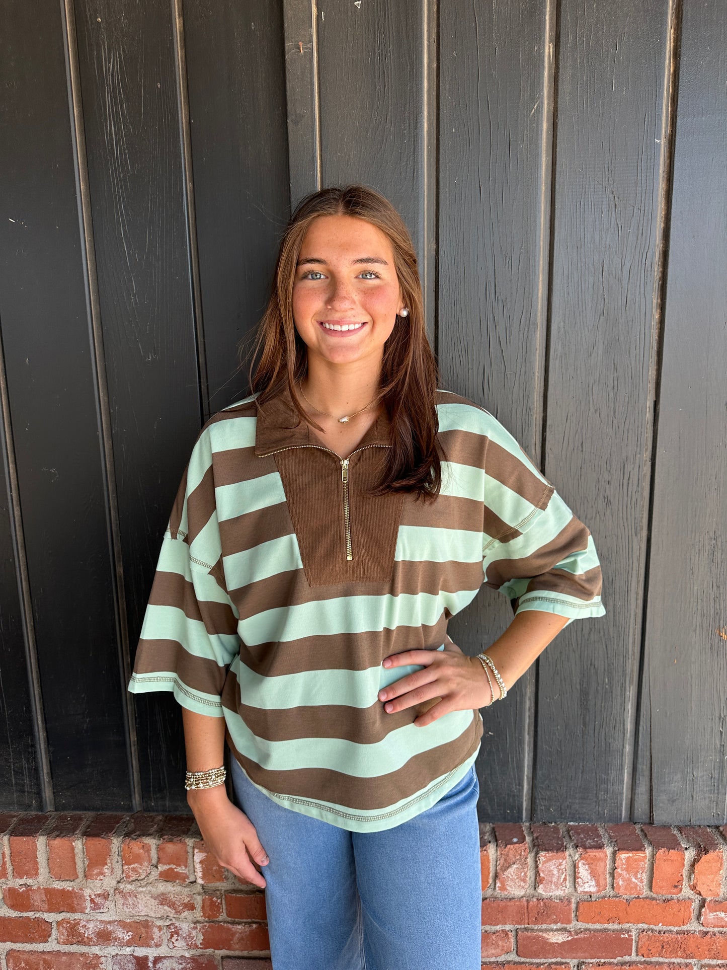 Brown/Sage Quarter Zip