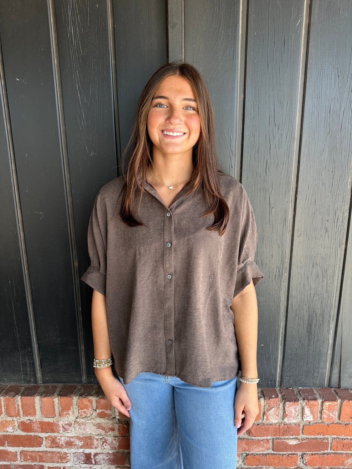 Brown dolman  sleeve top