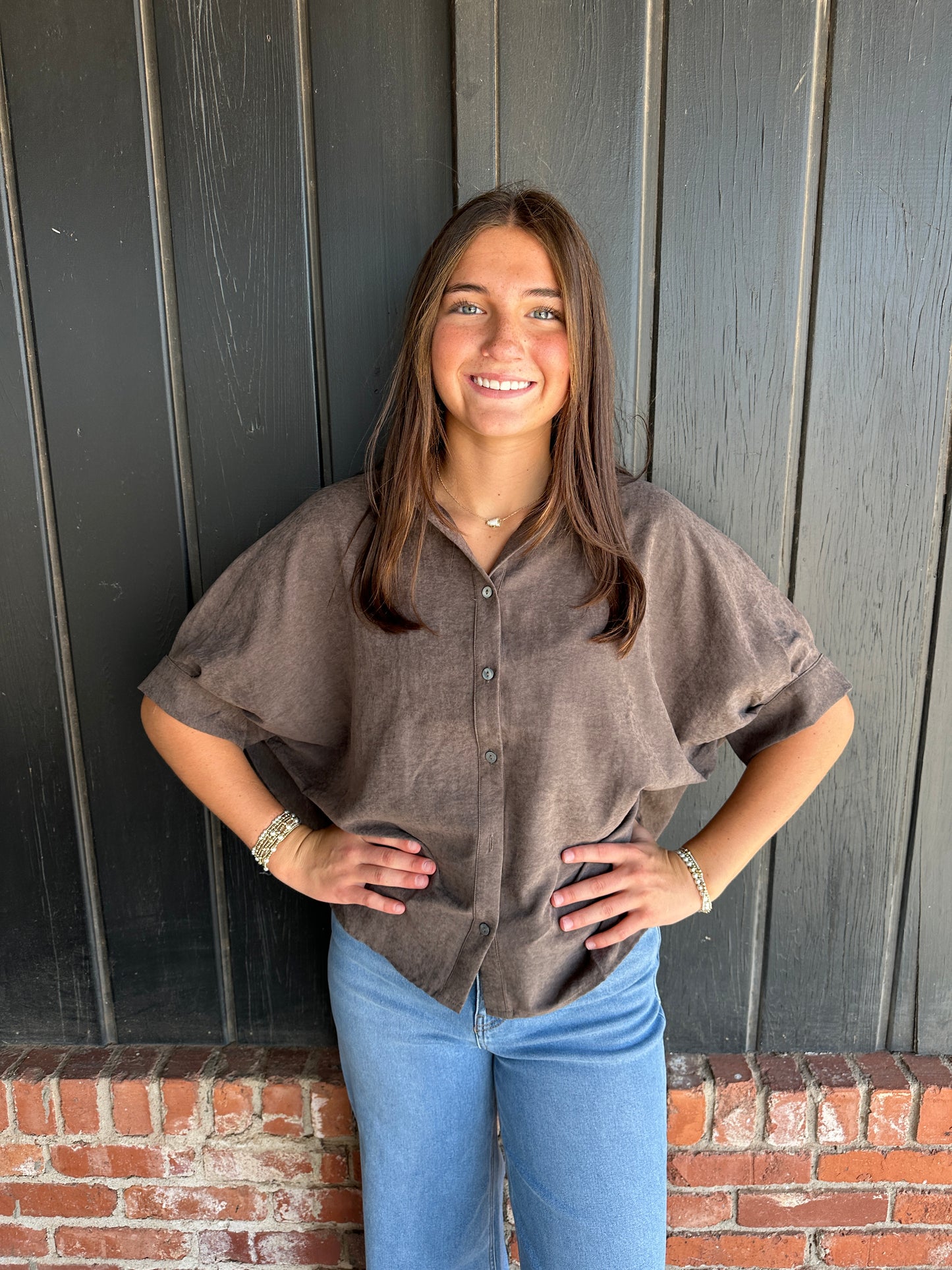 Brown dolman  sleeve top