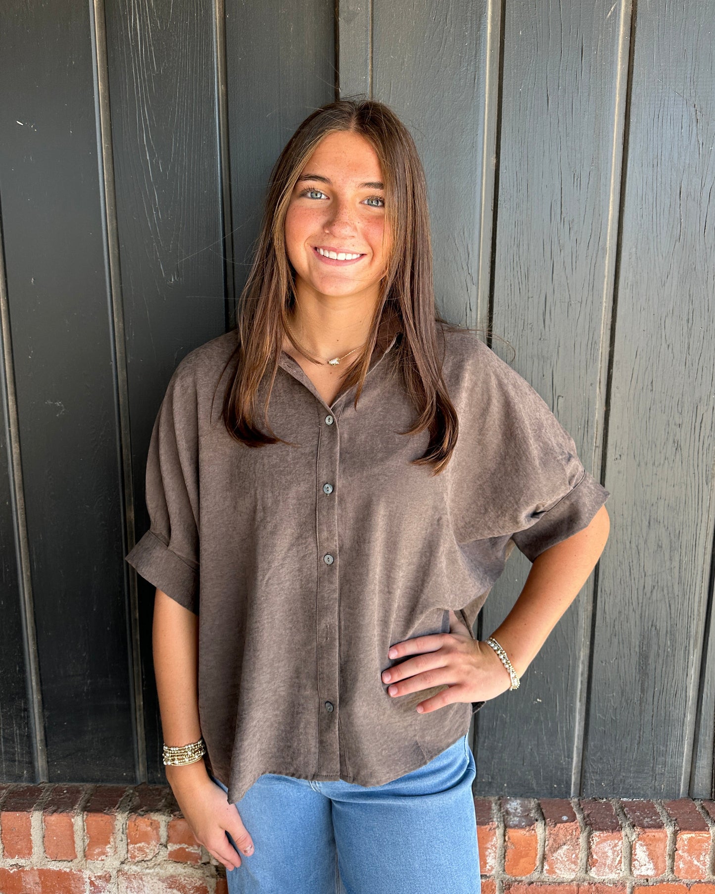 Brown dolman  sleeve top