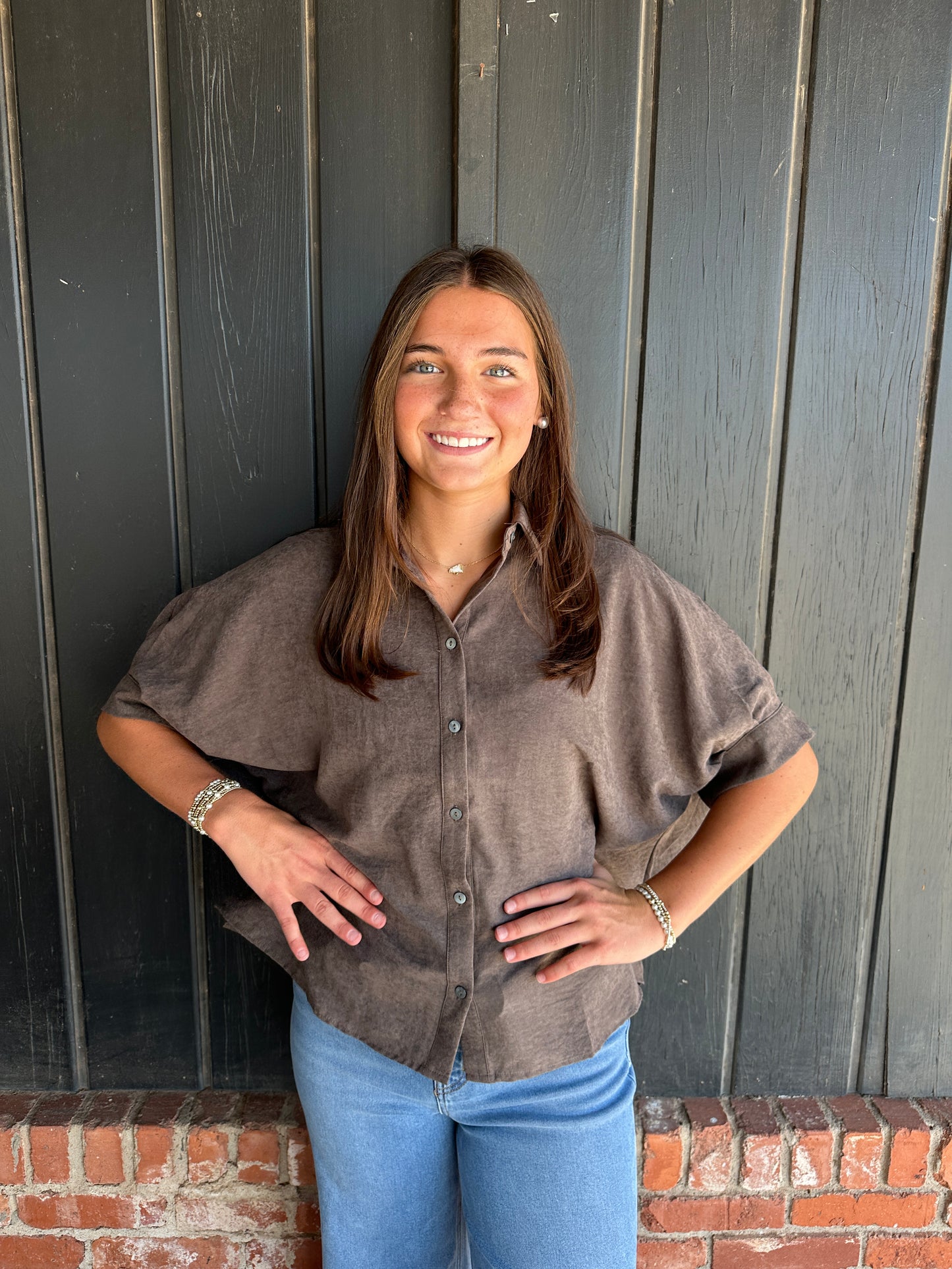 Brown dolman  sleeve top