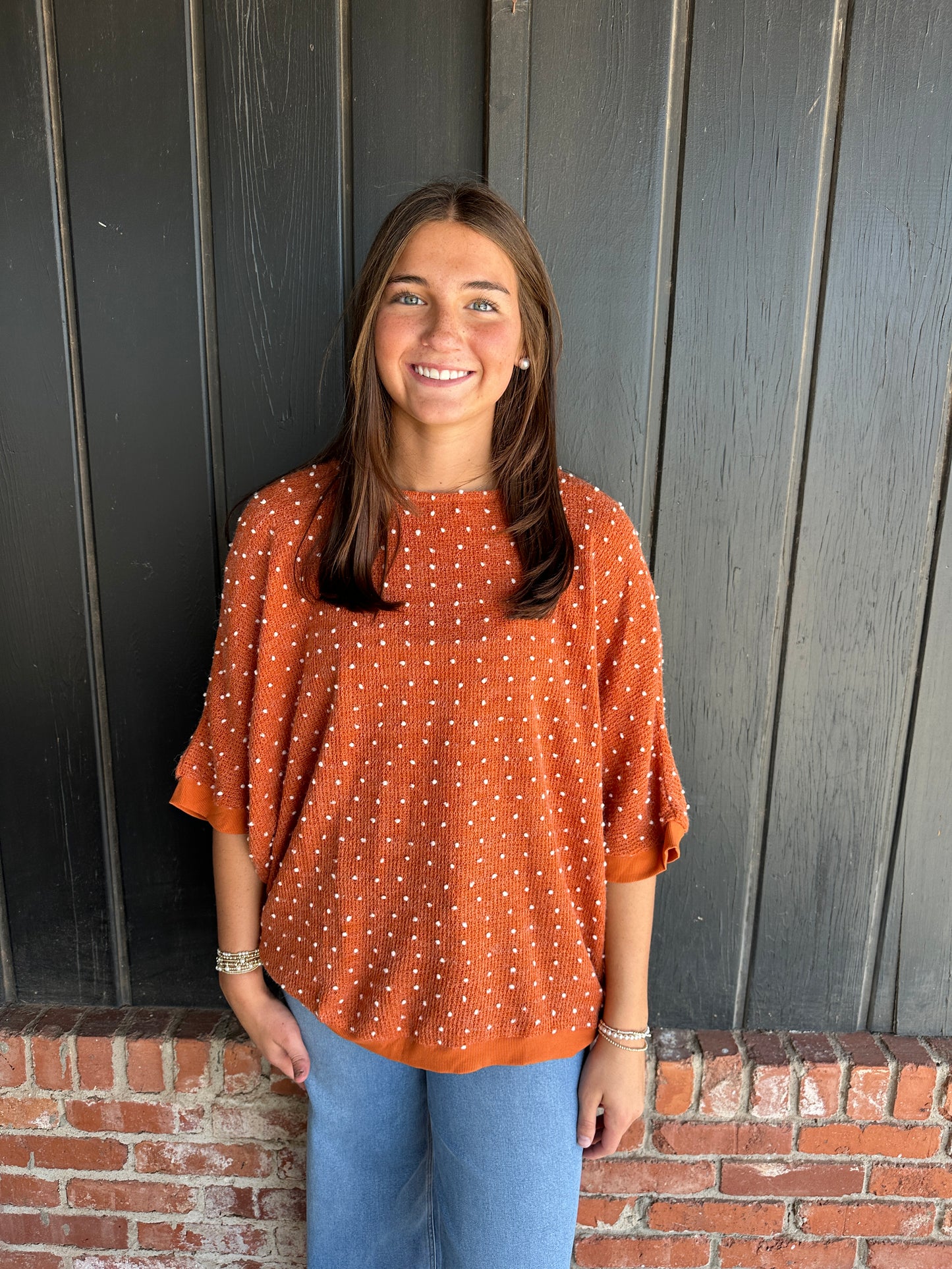 Rust Orange Dolman oversized  Dot Sweater