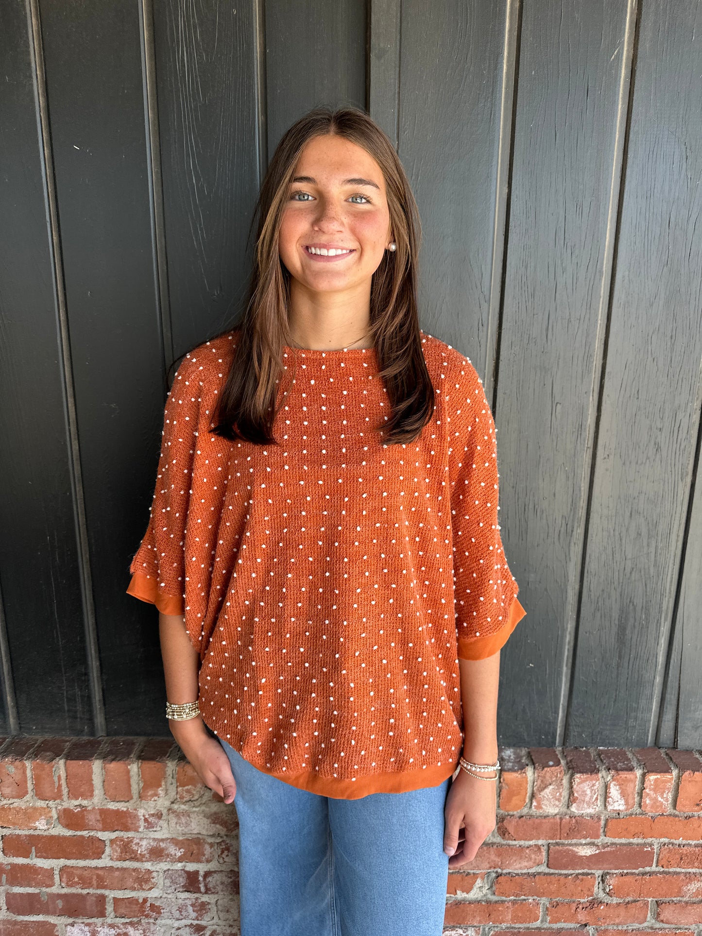 Rust Orange Dolman oversized  Dot Sweater