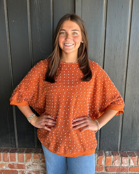 Rust Orange Dolman oversized  Dot Sweater