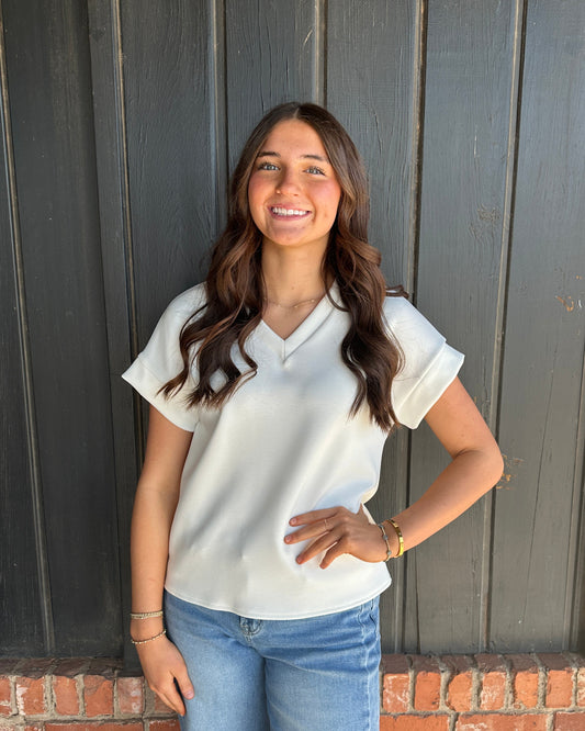 White V Neck Top