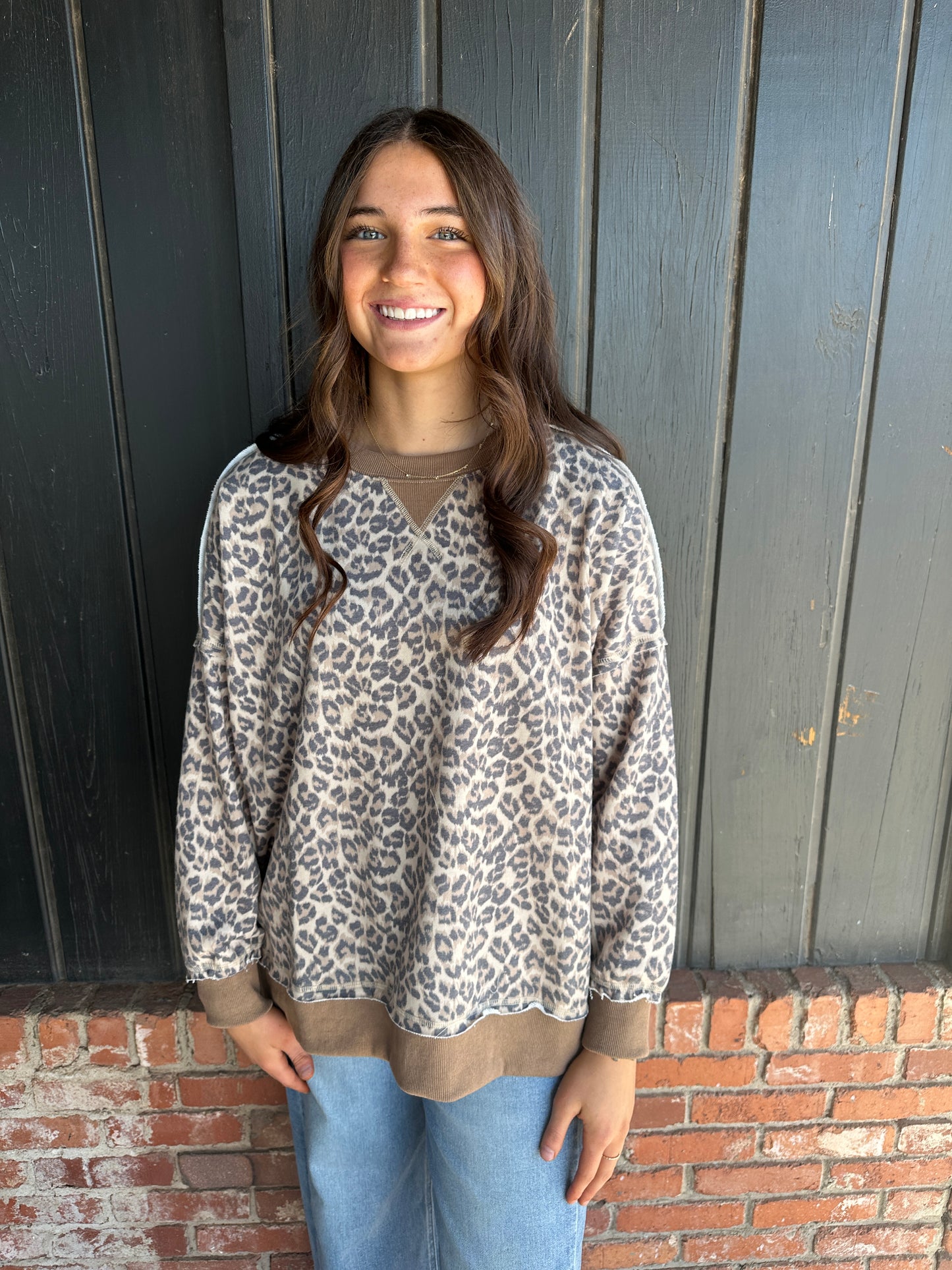 Leopard Print Terry Sweatshirt
