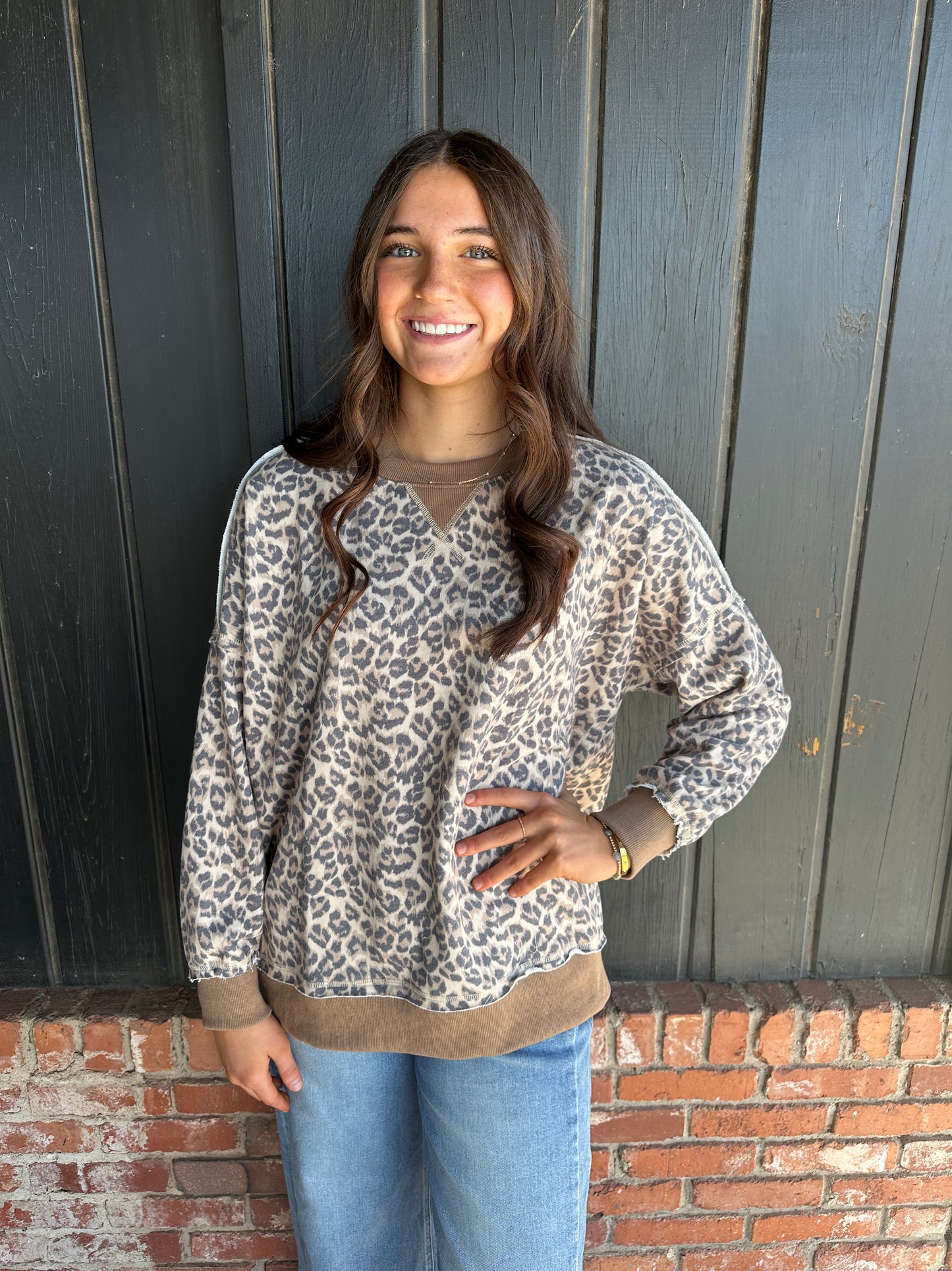 Leopard Print Terry Sweatshirt