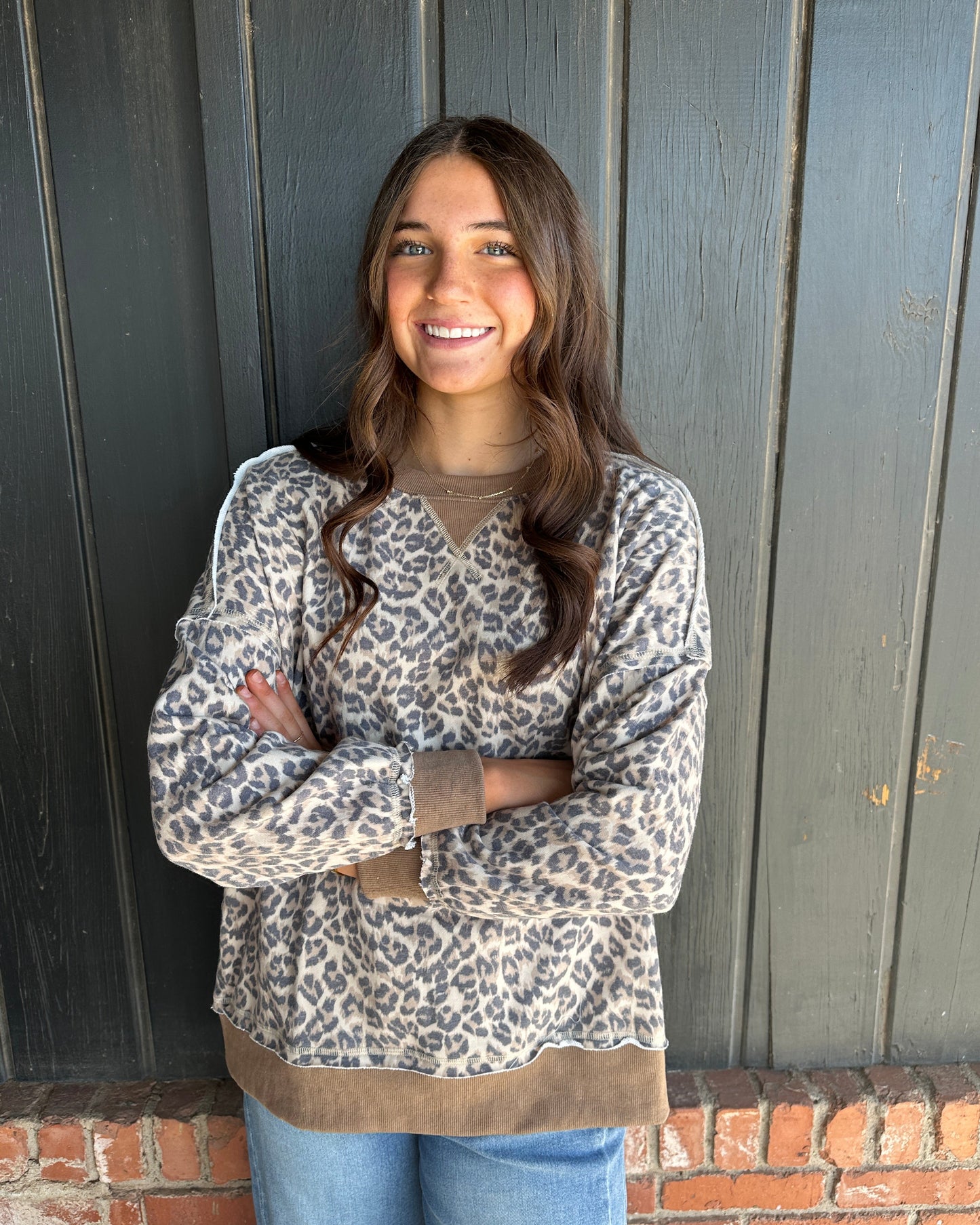 Leopard Print Terry Sweatshirt