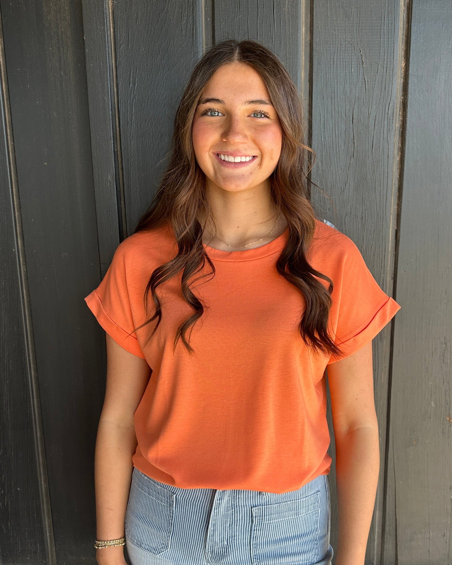 Light Orange Short Sleeve Top
