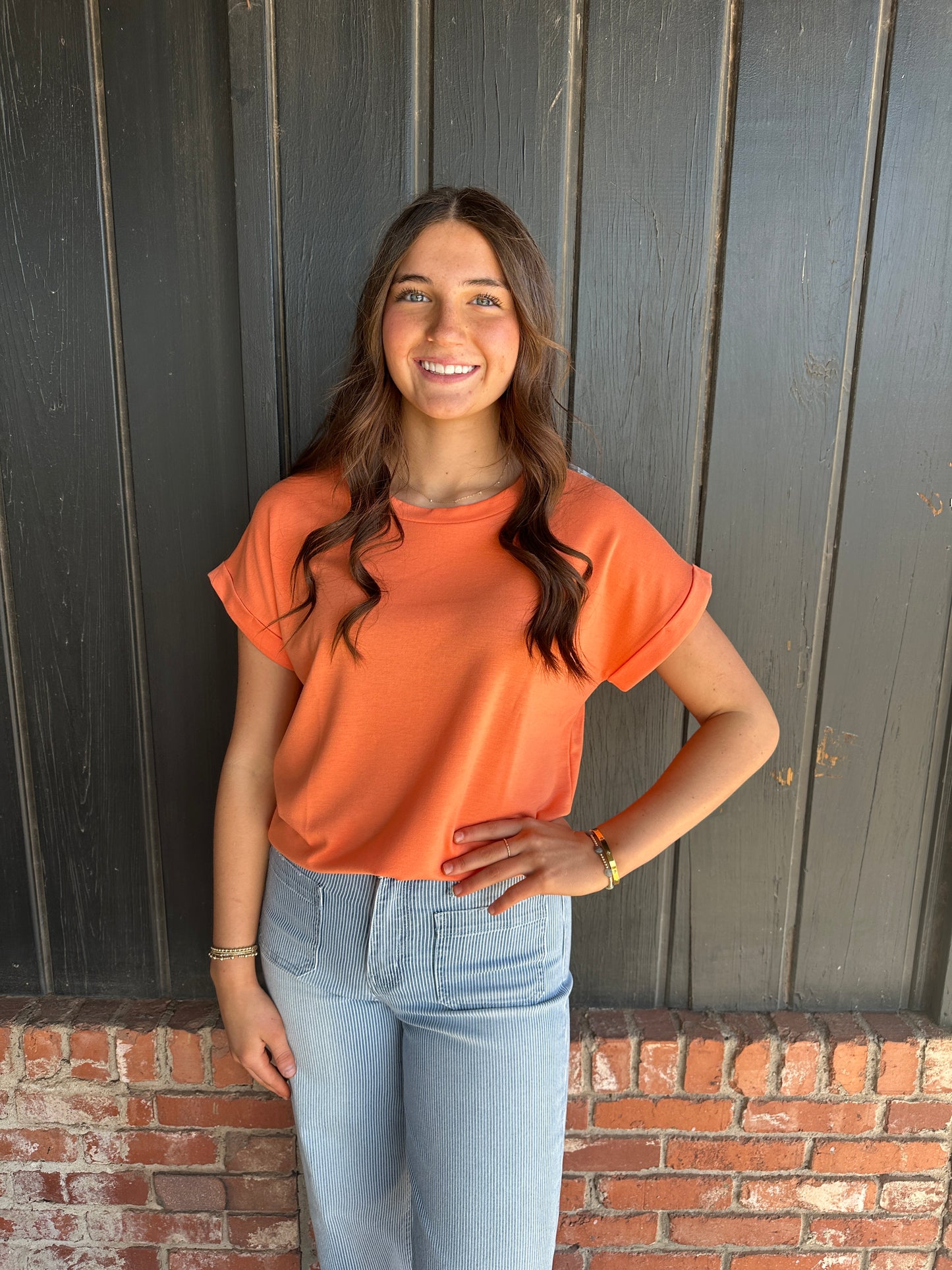 Light Orange Short Sleeve Top