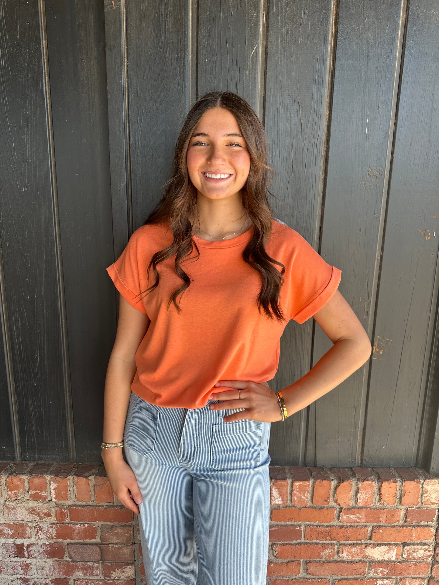 Light Orange Short Sleeve Top